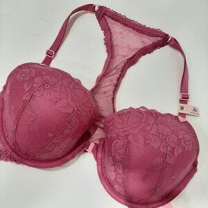 Victoria secret sheer mesh lace racerback coquette romantic fairycore hearts bra